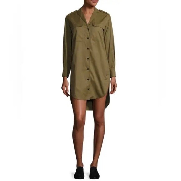 Rag and Bone Mason Shirt Dress Dark Olive Size XS - Picture 4 of 15